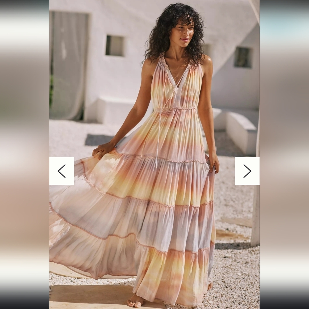 PQ Swim Pastel Multicolor Tiered Maxi Dress